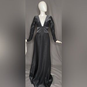 Black ribbed satin gown